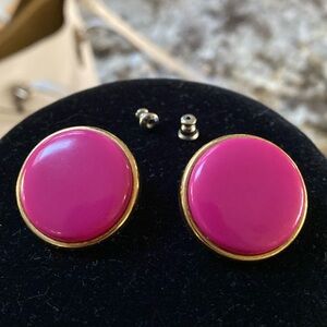 Vintage Hot Pink and Gold Earrings